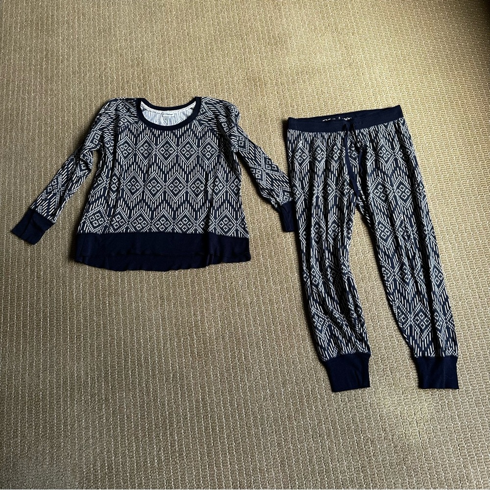 P.J. Salvage Navy and White Pajama Set